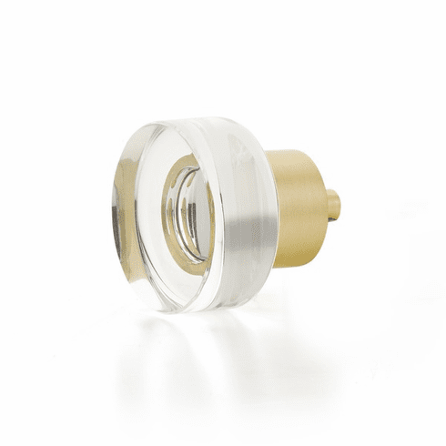 Schaub 56-SB City Lights, Round Disc Glass Knob with brass base in Satin Brass