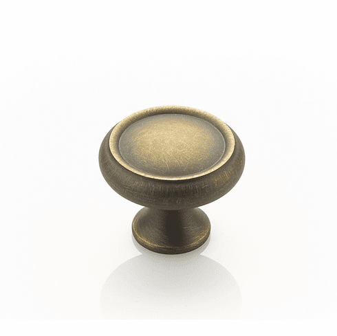 Schaub 711-ALB Traditional, Rimmed Round Knob, Antique Light Brass , 1-1/4" dia