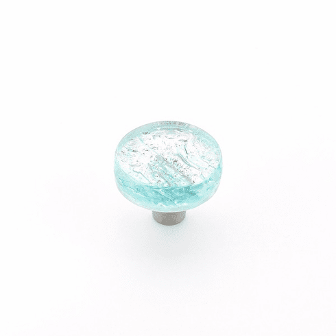 Schaub 31-PAQ Ice, Knob, Glass, Round, Pearl Aqua,  1-1/2" dia..