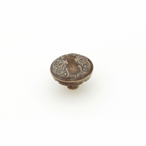 Schaub 994-MBR Cantata, Round Knob, Scrolled designs with Petals on  base in Monticello Brass Finish