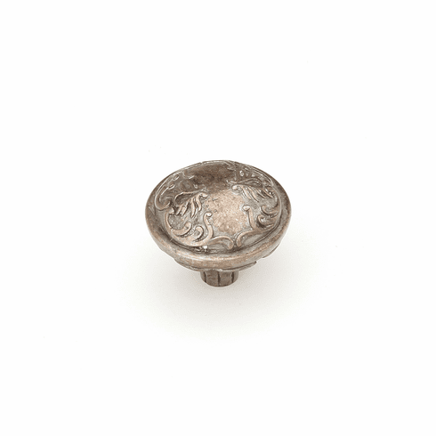 Schaub 994-MSL Cantata, Round Knob, Scrolled designs with Petals on  base in Monticello Silver Finish