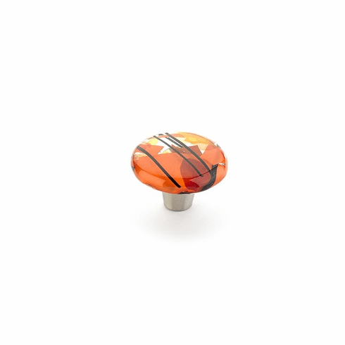 Schaub 31-COO Ice, Knob, Glass, Round, Confetti Orange 1-1/2" dia..