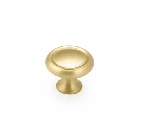 Schaub 711-SB Country, Rimmed Round Knob, Satin Brass, 1-1/4" dia