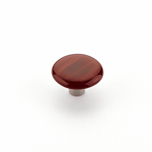 Schaub 31-SCS Ice, Knob, Glass, Round, Scarlet Silk, 1-1/2" dia..