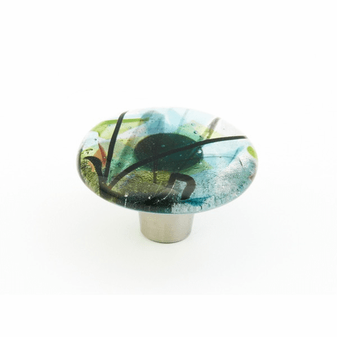 Schaub 31-COT Ice, Knob, Glass, Round, Confetti Turquoise,..