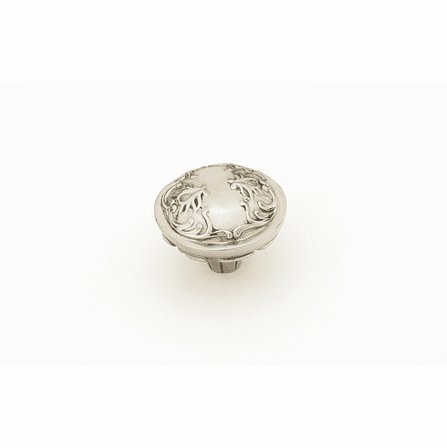 Schaub 994-WB Cantata, Round Knob, Scrolled designs with Petals on  base in Polished White Brass