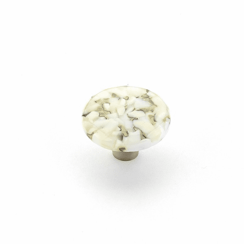 Schaub 31-WLP Ice, Knob, Glass, Round, White Lace Pebbles 1-1/2" dia..