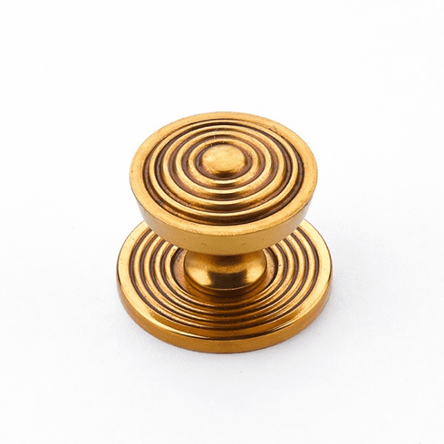 Schaub 967M-PAR Solid Brass Knob w/backplate in Paris Brass, 1" dia