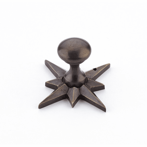 Schaub 982-DAB Brass Knob w/ Star Backplate in Dark Antique Bronze, 3/4" dia x 2" backplate