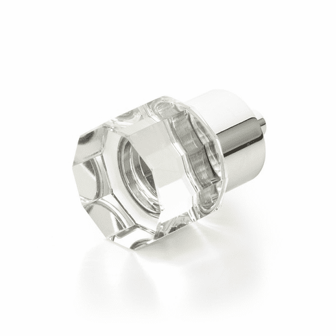 Schaub 55-26 City Lights, Small Round Multi-Sided Glass Knob with brass base in Polished Chrome