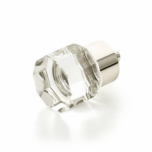 Schaub 55-PN City Lights, Small Round Multi-Sided Glass Knob with brass base in Polished Nickel