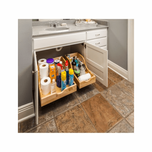 Hardware Resources ROVHB18-WB Preassembled Vanity High Back Rollout Shelf System for 18" Openings. Featuring 18" Undermount Soft Closing Drawer Slides