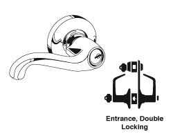 SCHLAGE COMMERCIAL S251PD-FLA-626-LH S251 Flair Entrance Double Locking - Lh S251PDFLA626LH S251PD FLA 626 LH