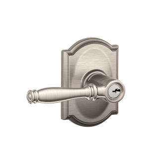 SCHLAGE RESIDENTIAL F51A-BIR-619-CAM F51A Birmingham Keyed Entry Lever Lock With Camelot Trim F51ABIR619CAM F51A BIR 619 CAM