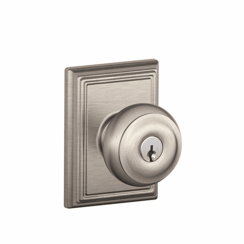 SCHLAGE RESIDENTIAL F51A-GEO-619-ADD F51A Georgian Keyed Entry Knob Lock With Addison Trim F51AGEO619ADD F51A GEO 619 ADD
