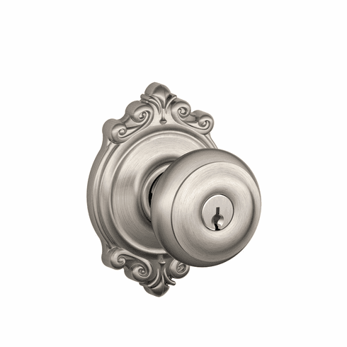 SCHLAGE RESIDENTIAL F51A-GEO-619-BRK F51A Georgian Keyed Entry Knob Lock With Brookshire Trim F51AGEO619BRK F51A GEO 619 BRK