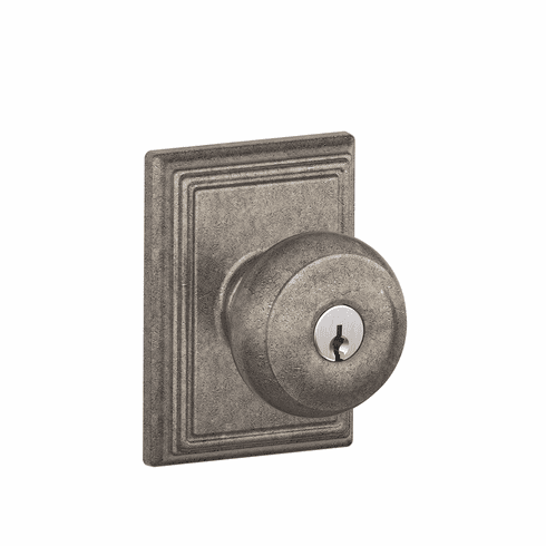 SCHLAGE RESIDENTIAL F51A-GEO-621-ADD F51A Georgian Keyed Entry Knob Lock With Addison Trim F51AGEO621ADD F51A GEO 621 ADD
