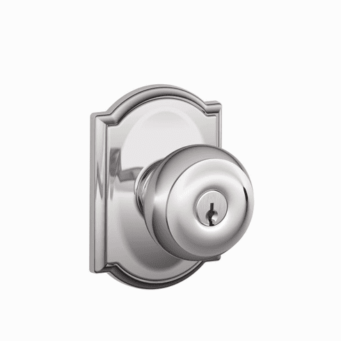 SCHLAGE RESIDENTIAL F51A-GEO-625-CAM F51A Georgian Keyed Entry Knob Lock With Camelot Trim F51AGEO625CAM F51A GEO 625 CAM
