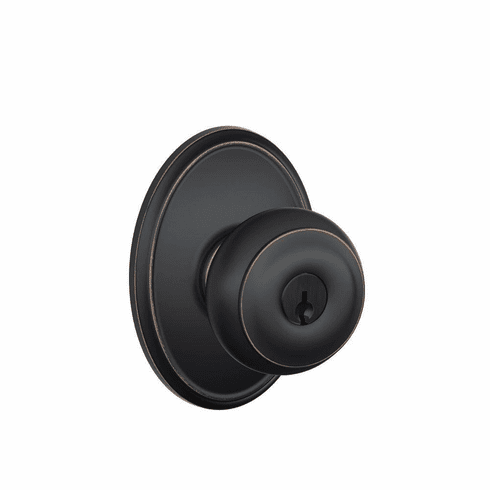SCHLAGE RESIDENTIAL F51A-GEO-716-WKF F51A Georgian Keyed Entry Knob Lock With Wakefield Trim F51AGEO716WKF F51A GEO 716 WKF