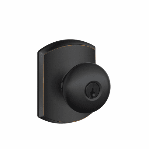 SCHLAGE RESIDENTIAL F51A-PLY-716-GRW F51A Plymouth Keyed Entry Knob Lock With Greenwich Trim F51APLY716GRW F51A PLY 716 GRW