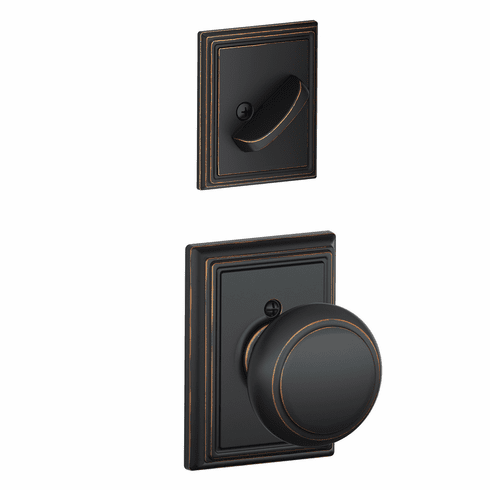 SCHLAGE RESIDENTIAL F59-AND-716-ADD F59 Andover Inside Trim Handleset/Entrance Knob Lock With Addison Trim F59AND716ADD F59 AND 716 ADD