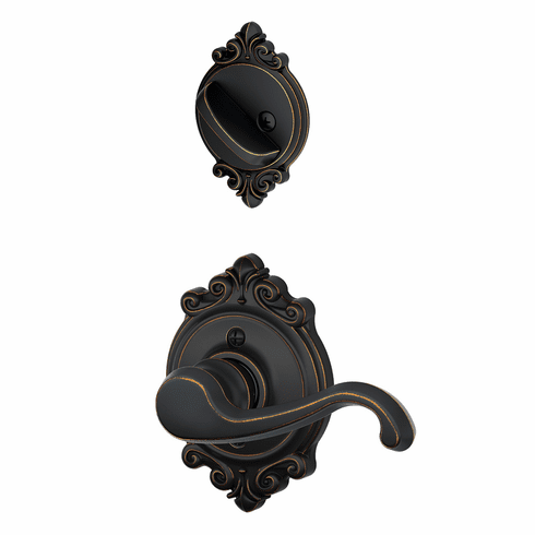 SCHLAGE RESIDENTIAL F59-FLA-716-BRK-RH F59 Flair Inside Trim Handleset/Entrance Lever Lock With Brookshire Trim F59FLA716BRKRH F59 FLA 716 BRK RH