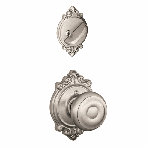 SCHLAGE RESIDENTIAL F59-GEO-619-BRK F59 Georgian Inside Trim Handleset/Entrance Knob Lock With Brookshire Trim F59GEO619BRK F59 GEO 619 BRK