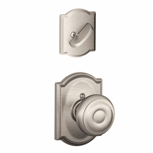 SCHLAGE RESIDENTIAL F59-GEO-619-CAM F59 Georgian Inside Trim Handleset/Entrance Knob Lock With Camelot Trim F59GEO619CAM F59 GEO 619 CAM