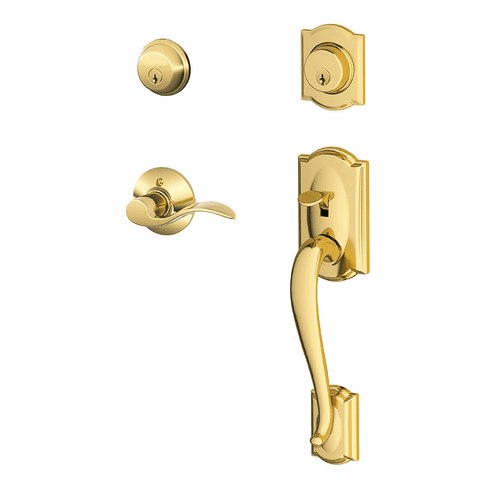 SCHLAGE RESIDENTIAL F62-CAM-ACC-605-LH F62 Camelot Double Cylinder Handleset With Accent Entrance Lever F62CAMACC605LH F62 CAM ACC 605 LH