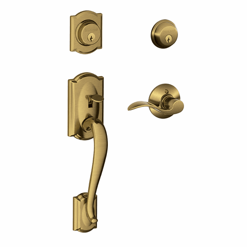 SCHLAGE RESIDENTIAL F62-CAM-ACC-609-RH F62 Camelot Double Cylinder Handleset With Accent Entrance Lever F62CAMACC609RH F62 CAM ACC 609 RH
