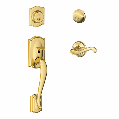 SCHLAGE RESIDENTIAL F62-CAM-FLA-605-LH F62 Camelot Double Cylinder Handleset With Flair Entrance Lever F62CAMFLA605LH F62 CAM FLA 605 LH