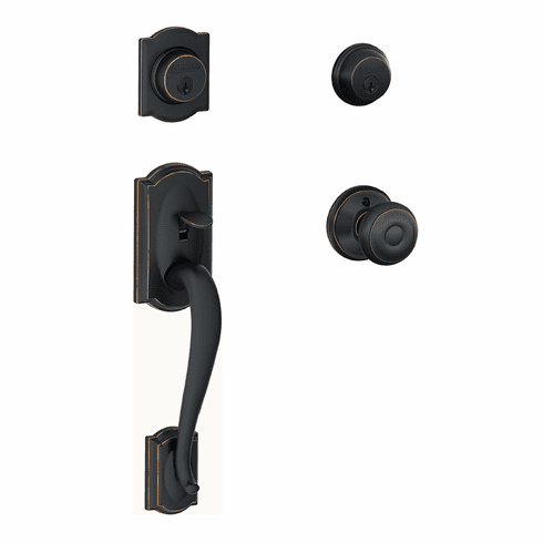 SCHLAGE RESIDENTIAL F62-CAM-GEO-716 F62 Camelot Double Cylinder Handleset With Georgian Entrance Knob F62CAMGEO716 F62 CAM GEO 716