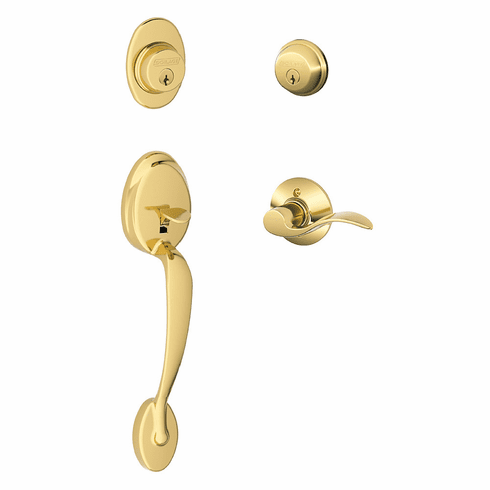 SCHLAGE RESIDENTIAL F62-PLY-ACC-605-LH F62 Plymouth Double Cylinder Handleset With Accent Entrance Lever F62PLYACC605LH F62 PLY ACC 605 LH