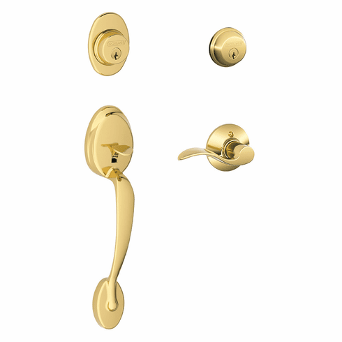 SCHLAGE RESIDENTIAL F62-PLY-ACC-605-RH F62 Plymouth Double Cylinder Handleset With Accent Entrance Lever F62PLYACC605RH F62 PLY ACC 605 RH