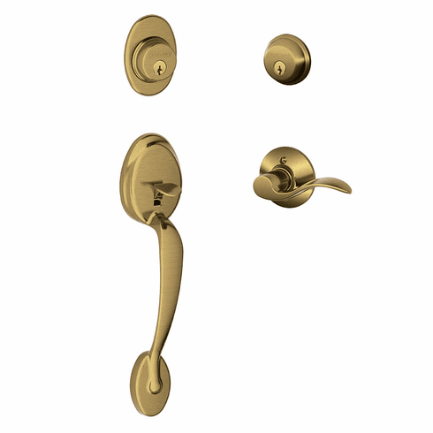 SCHLAGE RESIDENTIAL F62-PLY-ACC-609-LH F62 Plymouth Double Cylinder Handleset With Accent Entrance Lever F62PLYACC609LH F62 PLY ACC 609 LH