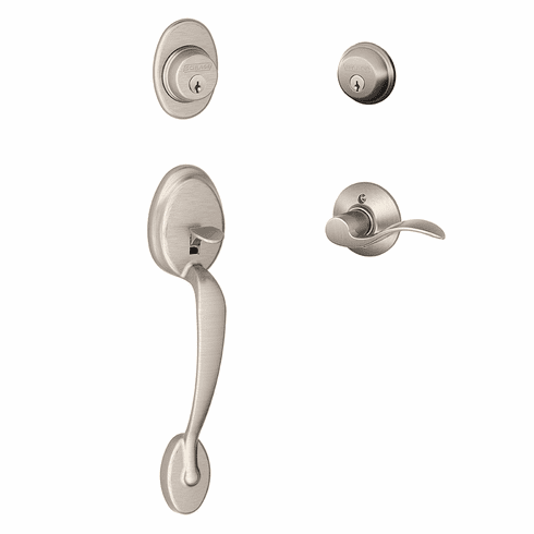 SCHLAGE RESIDENTIAL F62-PLY-ACC-619-LH F62 Plymouth Double Cylinder Handleset With Accent Entrance Lever F62PLYACC619LH F62 PLY ACC 619 LH