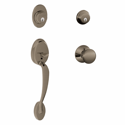 SCHLAGE RESIDENTIAL F62-PLY-PLY-620 F62 Plymouth Double Cylinder Handleset With Plymouth Entrance Knob F62PLYPLY620 F62 PLY PLY 620