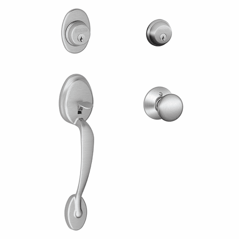 SCHLAGE RESIDENTIAL F62-PLY-PLY-626 F62 Plymouth Double Cylinder Handleset With Plymouth Entrance Knob F62PLYPLY626 F62 PLY PLY 626