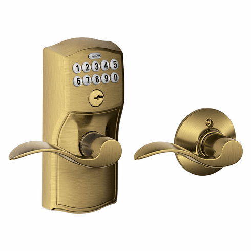 SCHLAGE RESIDENTIAL FE575-CAM-ACC-609 Fe575 Keypad Lever With Camelot Trim And Accent Lever With Auto Lock FE575CAMACC609 FE575 CAM ACC 609