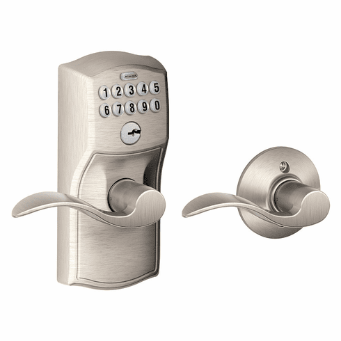 SCHLAGE RESIDENTIAL FE575-CAM-ACC-619 Fe575 Keypad Lever With Camelot Trim And Accent Lever With Auto Lock FE575CAMACC619 FE575 CAM ACC 619