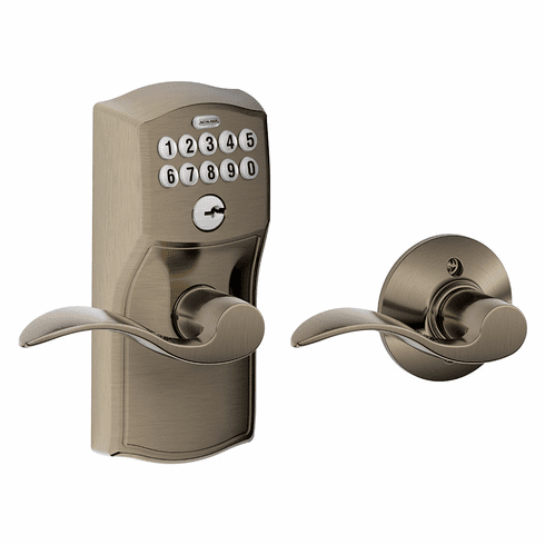 SCHLAGE RESIDENTIAL FE575-CAM-ACC-620 Fe575 Keypad Lever With Camelot Trim And Accent Lever With Auto Lock FE575CAMACC620 FE575 CAM ACC 620