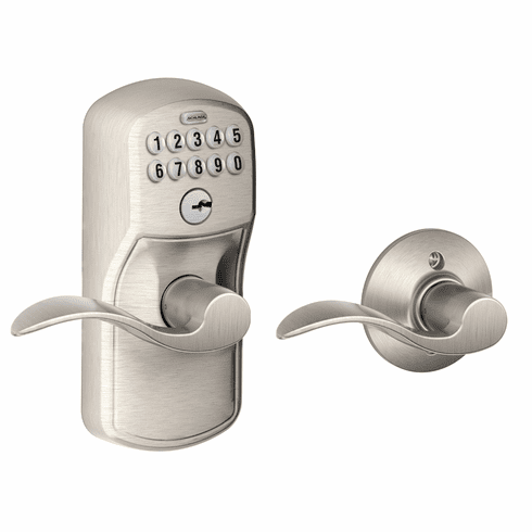 SCHLAGE RESIDENTIAL FE575-PLY-ACC-619 Fe575 Keypad Lever With Plymouth Trim And Accent Lever With Auto Lock FE575PLYACC619 FE575 PLY ACC 619