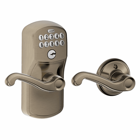 SCHLAGE RESIDENTIAL FE575-PLY-FLA-620 Fe575 Keypad Lever With Plymouth Trim And Flair Lever With Auto Lock FE575PLYFLA620 FE575 PLY FLA 620