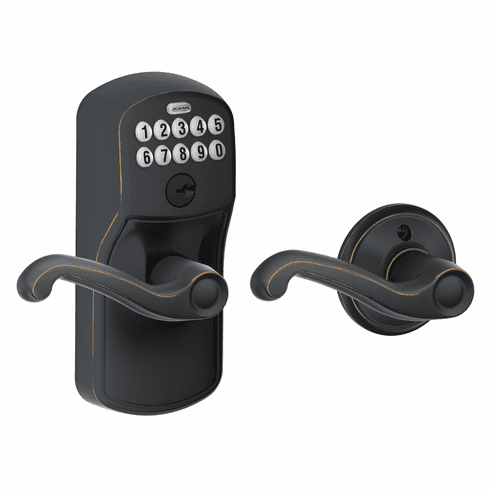 SCHLAGE RESIDENTIAL FE575-PLY-FLA-716 Fe575 Keypad Lever With Plymouth Trim And Flair Lever With Auto Lock FE575PLYFLA716 FE575 PLY FLA 716