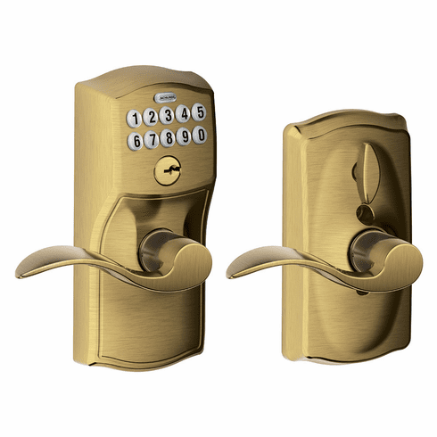 SCHLAGE RESIDENTIAL FE595-CAM-ACC-609 Fe595 Keypad Lever With Camelot Trim And Accent Lever With Flex Lock FE595CAMACC609 FE595 CAM ACC 609
