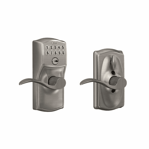 SCHLAGE RESIDENTIAL FE595-CAM-ACC-619 Fe595 Keypad Lever With Camelot Trim And Accent Lever With Flex Lock FE595CAMACC619 FE595 CAM ACC 619