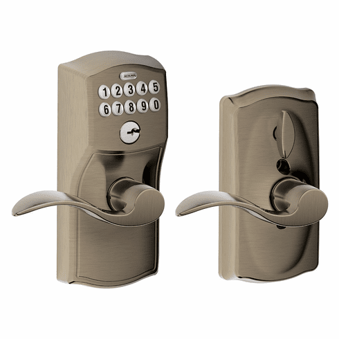 SCHLAGE RESIDENTIAL FE595-CAM-ACC-620 Fe595 Keypad Lever With Camelot Trim And Accent Lever With Flex Lock FE595CAMACC620 FE595 CAM ACC 620