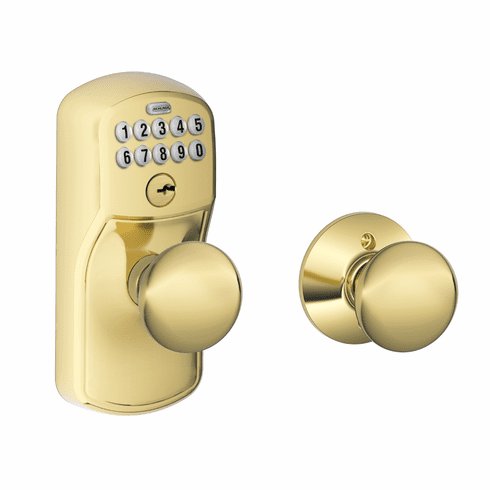 SCHLAGE RESIDENTIAL FE595-PLY-PLY-505 Fe595 Keypad Knob With Plymouth Trim And Plymouth Knob With Flex Lock FE595PLYPLY505 FE595 PLY PLY 505