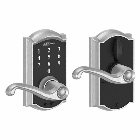 SCHLAGE RESIDENTIAL FE695-CAM-FLA-626 Fe695 Keyless Touchscreen Lever With Camelot Trim And Flair Lever FE695CAMFLA626 FE695 CAM FLA 626