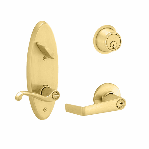 SCHLAGE S210PD-FLA-609-RH Flair Keyed,Sgl Locking Entry-Ant Brass